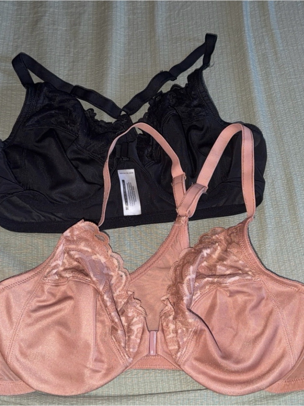 Women’s Lace-Trim Unlined Bra – Black & Dusty Rose
